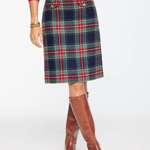 Talbots Red and Blue Plaid Pencil Skirt